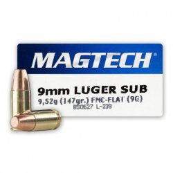 Magtech 9mm Luger 147gr FMJ Flat subsonic
